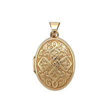 Load image into Gallery viewer, 9ct Gold Patterned Celtic Style Oval Locket
