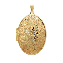 Load image into Gallery viewer, 9ct Gold Flower Patterned Large Oval Locket
