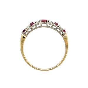 9ct Gold Diamond & Ruby Set Band Ring