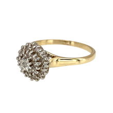 Load image into Gallery viewer, Preowned 9ct Yellow Gold &amp; Diamond Set Cluster Ring in size N with the weight 2.20 grams. The front of the ring is 10mm high
