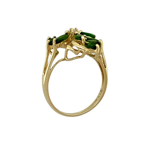 9ct Gold Diamond & Chrome Diopside Set Flower Cluster Ring