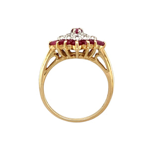 9ct Gold Diamond & Ruby Set Cluster Ring