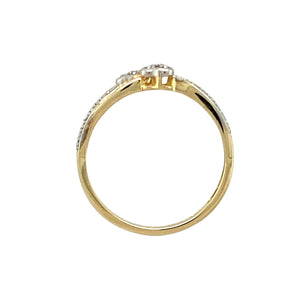 9ct Gold & Diamond Set Double Heart Ring