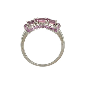 9ct White Gold & Pink Stone Cluster Ring