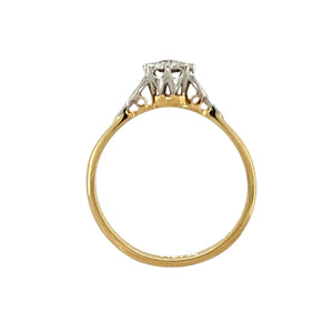 18ct Gold & Platinum Diamond Vintage Style Solitaire Ring