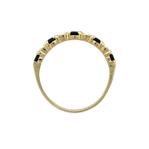 9ct Gold Diamond & Sapphire Set Band Ring