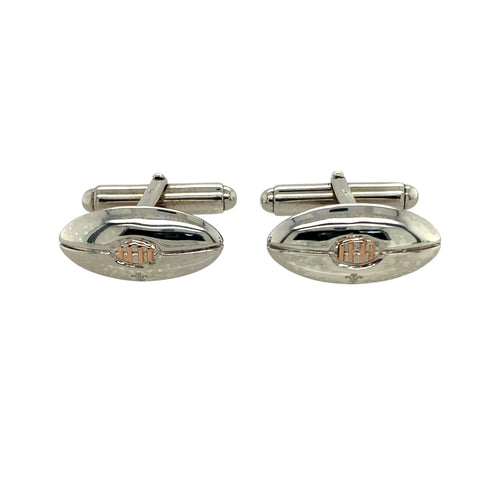 925 Silver Clogau Welsh WRU Rugby Ball Cufflinks