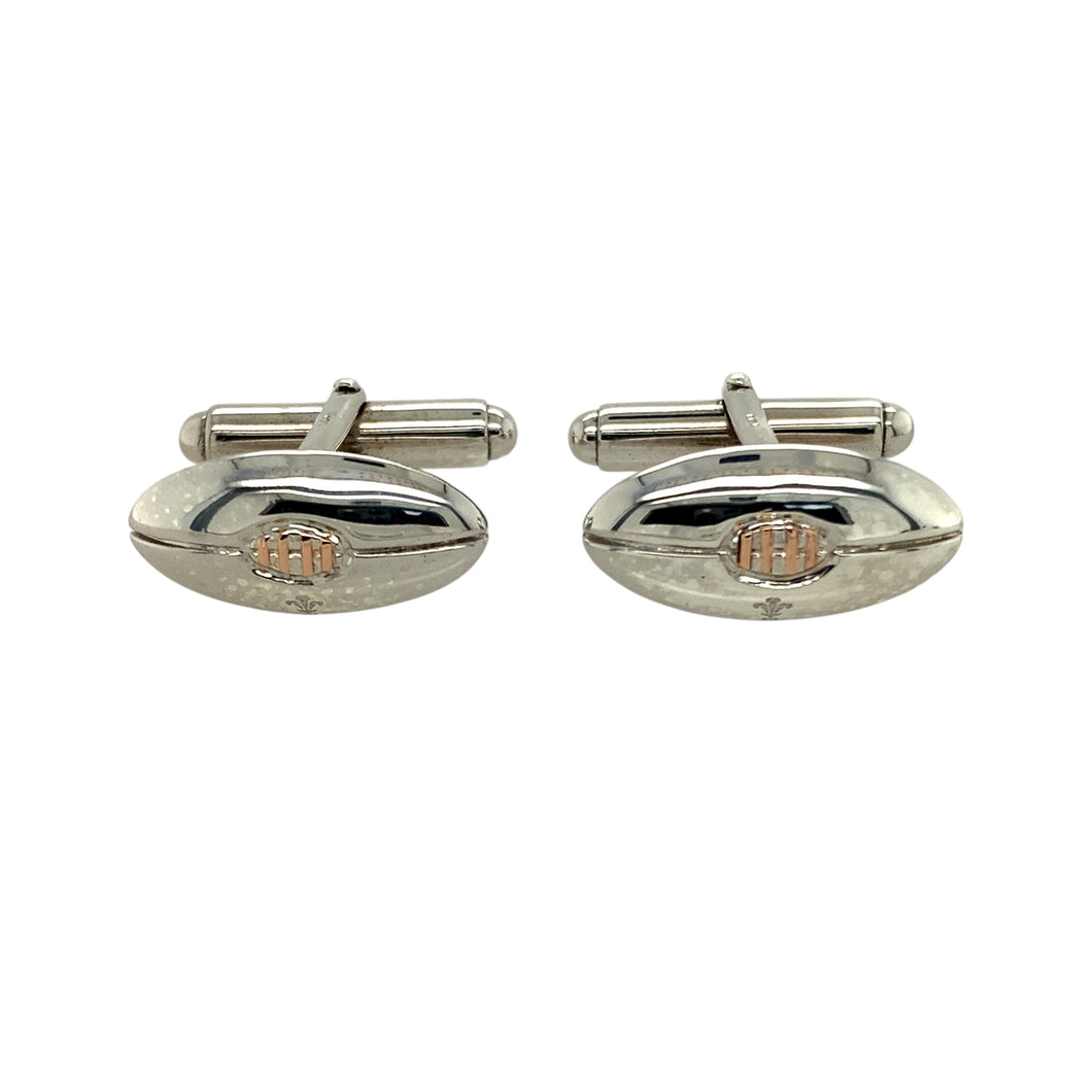 925 Silver Clogau Welsh WRU Rugby Ball Cufflinks