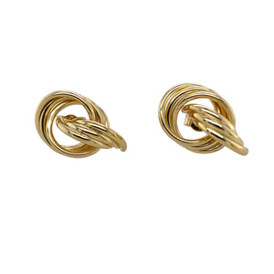 Preowned 9ct Yellow Gold Multi Band Twist Circle Stud Earrings with the weight 1.60 grams