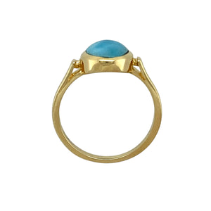 14ct Gold & Turquoise White Coloured Stone Set Ring