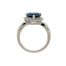 Load image into Gallery viewer, 9ct White Gold Diamond &amp; Blue Topaz Set Halo Style Ring
