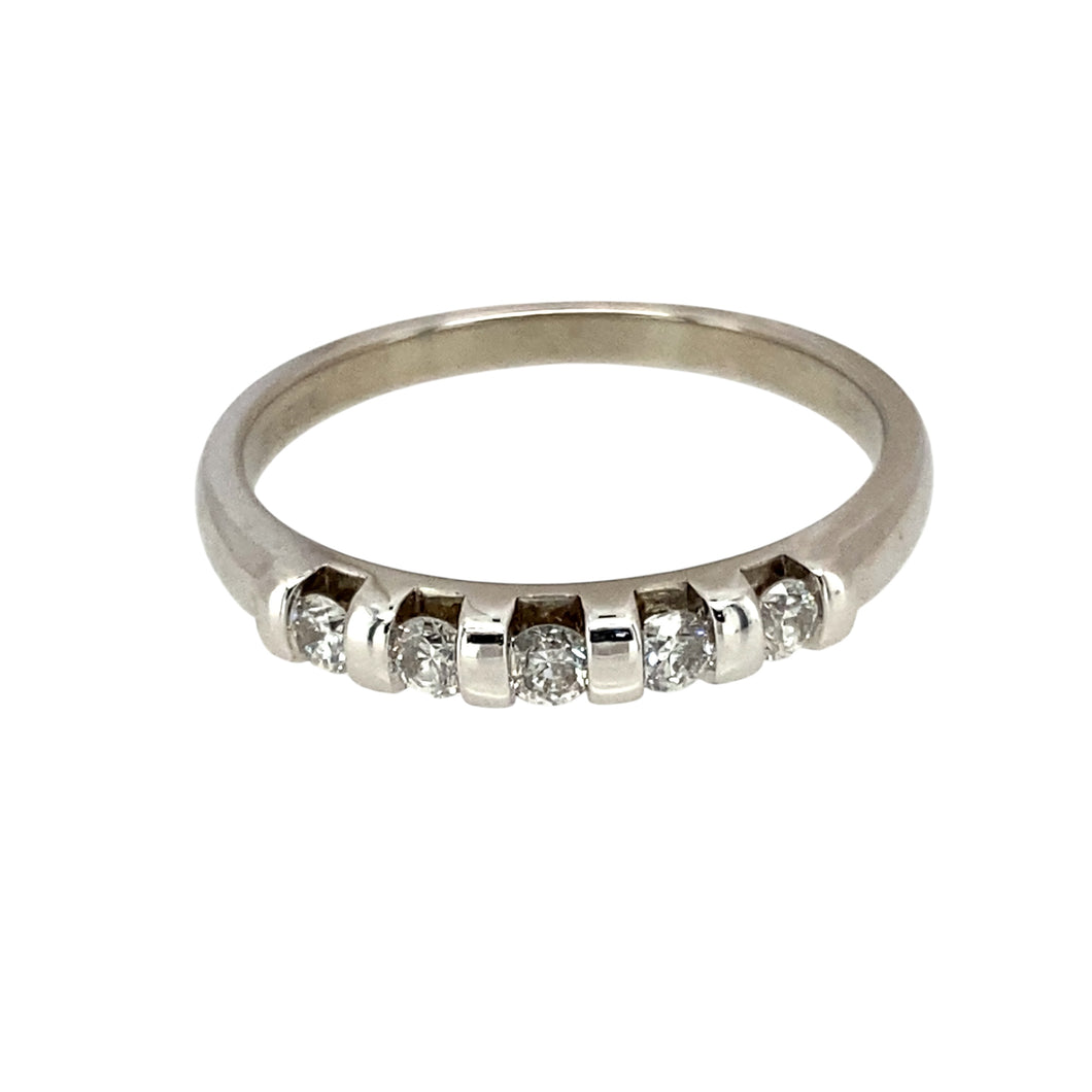 9ct White Gold & Diamond Set Band Ring