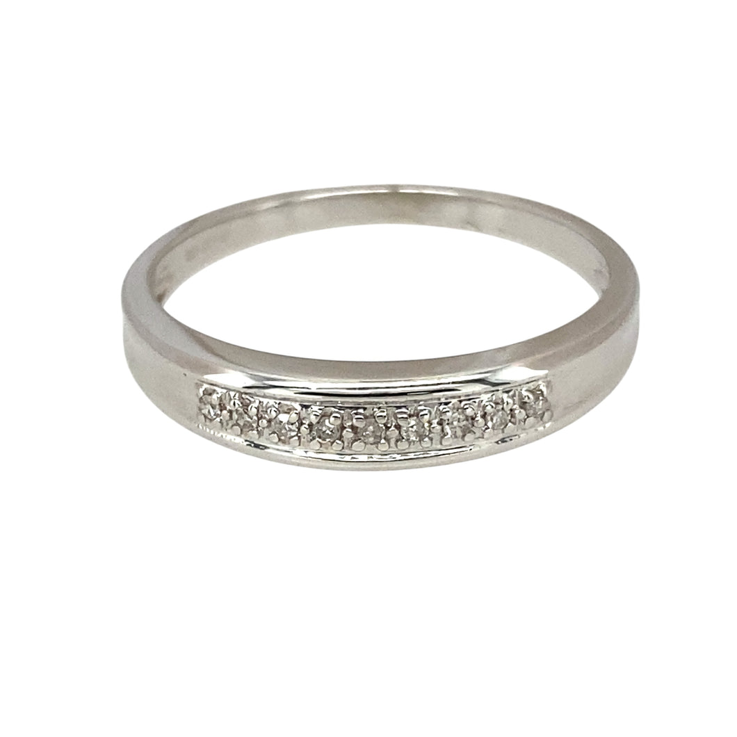 9ct White Gold & Diamond Set Band Ring