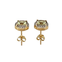 Load image into Gallery viewer, 9ct Gold Diamond &amp; Green Stone Set Stud Earrings
