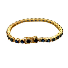 Load image into Gallery viewer, Preowned 18ct Yellow Gold Diamond &amp; Sapphire Set 7.25&quot; Bracelet with the weight 16.10 grams. The sapphire stones are each approximately 4mm diameter
