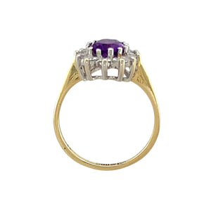 9ct Gold Amethyst & Cubic Zirconia Set Cluster Ring