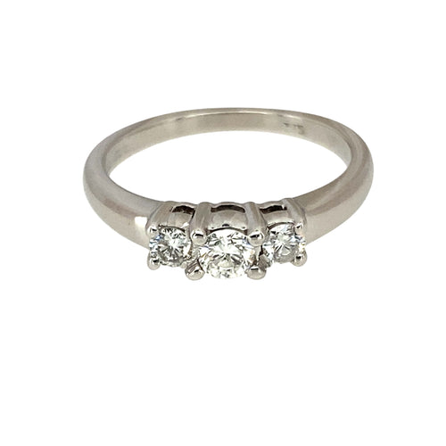 9ct White Gold & Diamond Set Trilogy Ring