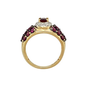 9ct Gold Diamond & Pink Tourmaline Set Dress Ring