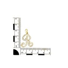 Load image into Gallery viewer, 9ct Gold &amp; Cubic Zirconia Set &#39;R&#39; Initial Pendant
