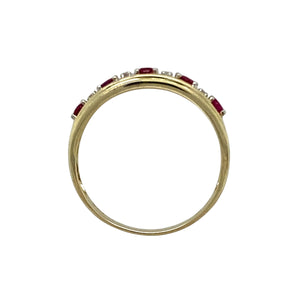 9ct Gold Diamond & Ruby Set Band Ring