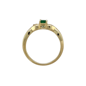 9ct Gold Diamond & Green Stone Set Ring