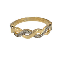 Load image into Gallery viewer, 9ct Gold &amp; Diamond Set Twist Weave Band Ring
