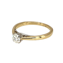 Load image into Gallery viewer, Preowned 9ct Yellow and White Gold &amp; Diamond Set Solitaire Ring in size L with the weight 1.60 grams. The diamond is approximately 0.33ct
