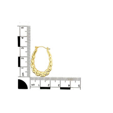 Load image into Gallery viewer, 9ct Gold Patterned Oval Creole Earrings
