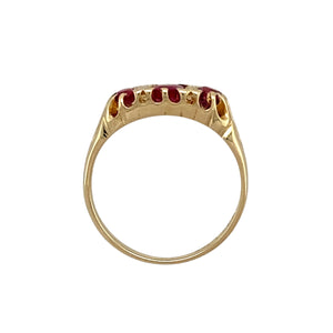 9ct Gold Diamond & Ruby Set Vintage Style Ring