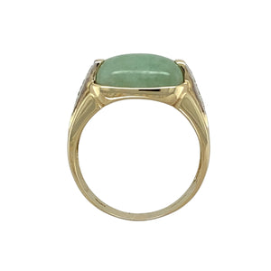 9ct Gold Diamond & Jade Set Ring