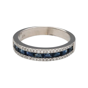 18ct White Gold Diamond & Sapphire Set Band Ring