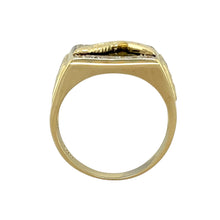 Load image into Gallery viewer, 9ct Gold Onyx &amp; Cubic Zirconia Set Eagle Signet Ring
