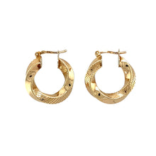 Load image into Gallery viewer, 9ct Gold Patterned Twisted Hoop Creole Earrings
