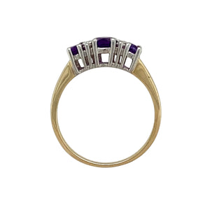 9ct Gold Diamond & Amethyst Set Ring