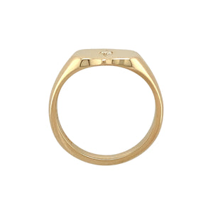 9ct Gold & Diamond Set Shield Signet Ring