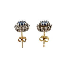 Load image into Gallery viewer, 9ct Gold Diamond &amp; Light Blue Set Cluster Stud Earrings
