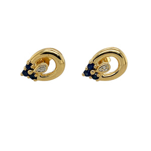 Add a touch of classic elegance with these stunning pre-owned 18ct gold diamond & sapphire set teardrop stud earrings, featuring:

Design: A graceful teardrop shape, adorned with sparkling diamonds and rich sapphire stones for a timeless and sophisticated look.

Material: Expertly crafted from 18-carat gold, ensuring a luxurious and enduring finish.

Weight: A lightweight yet substantial 2.40 grams, offering comfort and durability.

Sapphire Details: Each earring features a 2mm diameter sapphire, adding a b