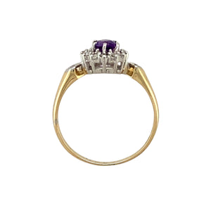 9ct Gold Diamond & Amethyst Set Cluster Ring