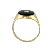 Load image into Gallery viewer, 9ct Gold Diamond &amp; Onyx Set Oval Cut Signet Ring
