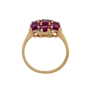 9ct Gold Diamond & Pink Tourmaline Set Cluster Ring