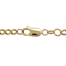 Load image into Gallery viewer, Add a timeless and versatile piece to your jewellery collection with this pre-owned 9ct yellow gold 23&quot; curb chain, featuring:

Design: A classic curb chain, featuring flat, interlocking links for a sleek and sophisticated look.
Material: 9-carat yellow gold, providing a warm and durable finish.
Length: Measures 23 inches, offering a stylish mid-to-long-length fit.
Weight: A solid 10.90 grams, ensuring a substantial and high-quality feel.
Link Width: 4mm, creating a noticeable yet refined presence.
A perfec
