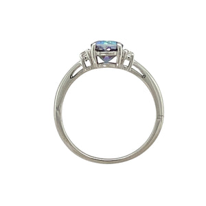 9ct White Gold Mystic Topaz & Cubic Zirconia Set Ring