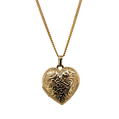 9ct Gold Patterned Heart Locket 20