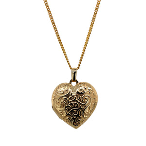 9ct Gold Patterned Heart Locket 20" Necklace