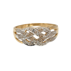 9ct Gold & Diamond Set Celtic Knot Style Band Ring