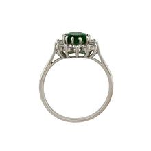 Load image into Gallery viewer, 9ct White Gold Green Stone &amp; Cubic Zirconia Set Cluster Ring
