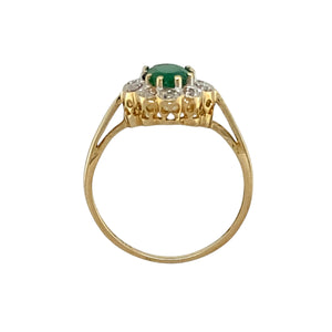 9ct Gold Diamond & Emerald Set Cluster Ring