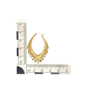 9ct Gold Patterned Spiky Style Creole Earrings