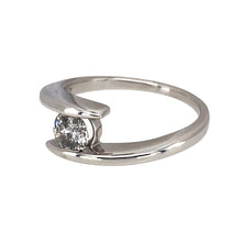 Load image into Gallery viewer, Preowned 9ct White Gold &amp; Diamond Set Wrap over Solitaire Ring in size N with the weight 3.50 grams. The diamond is approximately 46pt - 50pt with approximate clarity i2 and colour M - R
