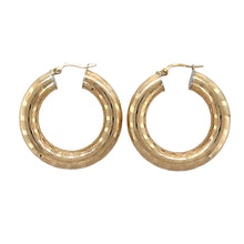 Load image into Gallery viewer, 9ct Gold Striped Patterned Hoop Creole Earrings
